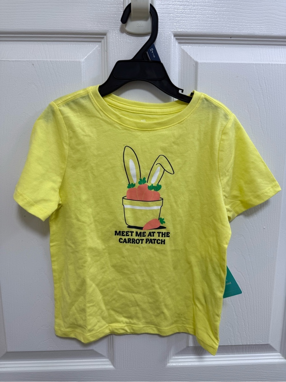 Bright Yellow Kids' Bunny Carrot Graphic Tee, Size 5 T